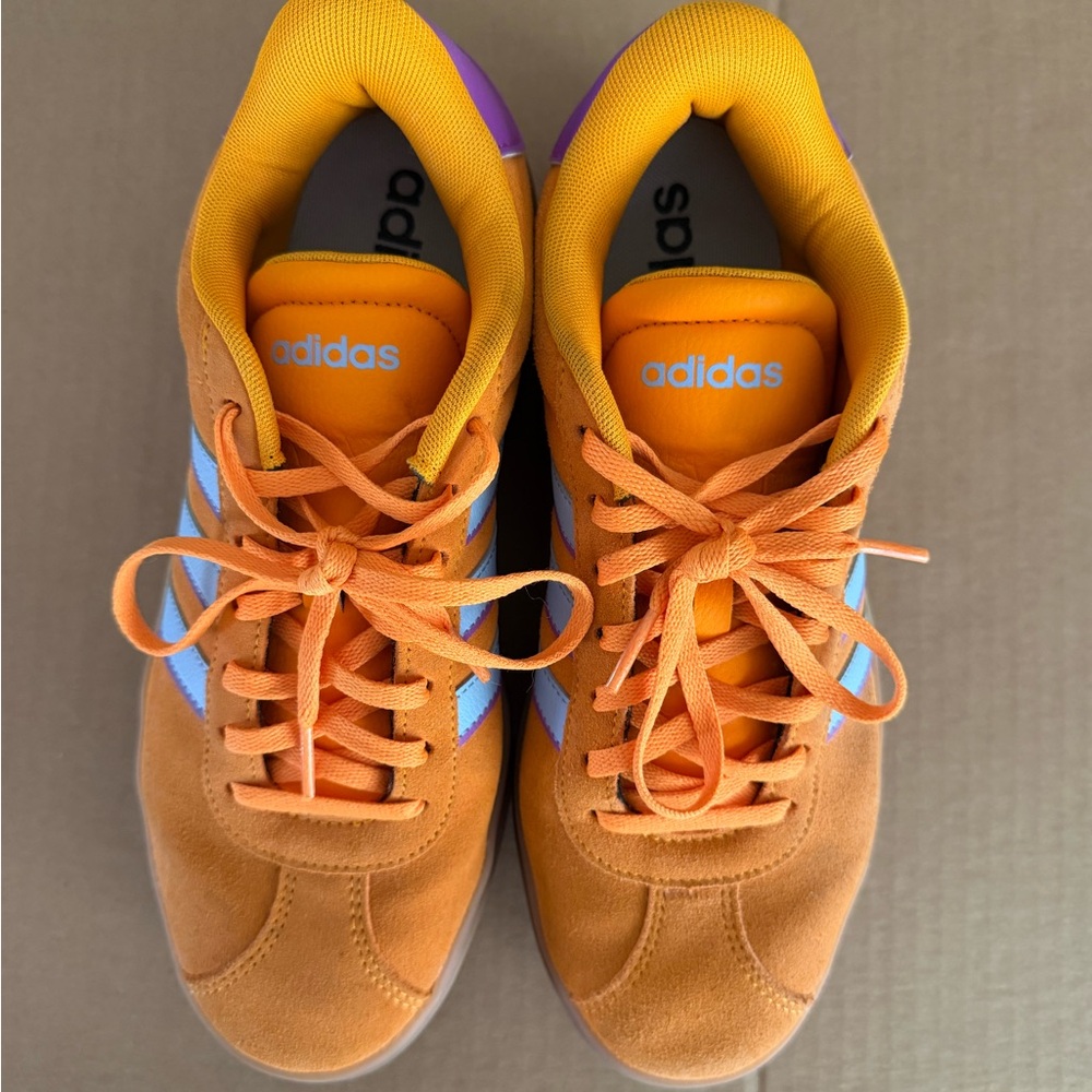 Adidas Bright Orange and Purple Sneakers